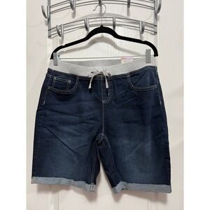 Justice Girls Girlfriend Denim Shorts Dark Wash Elastic Waist Size 18 Plus NWT